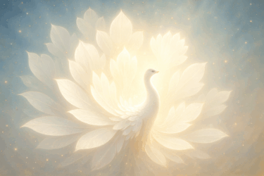 白色の孔雀の様な羽が花が咲くように開いて⋯